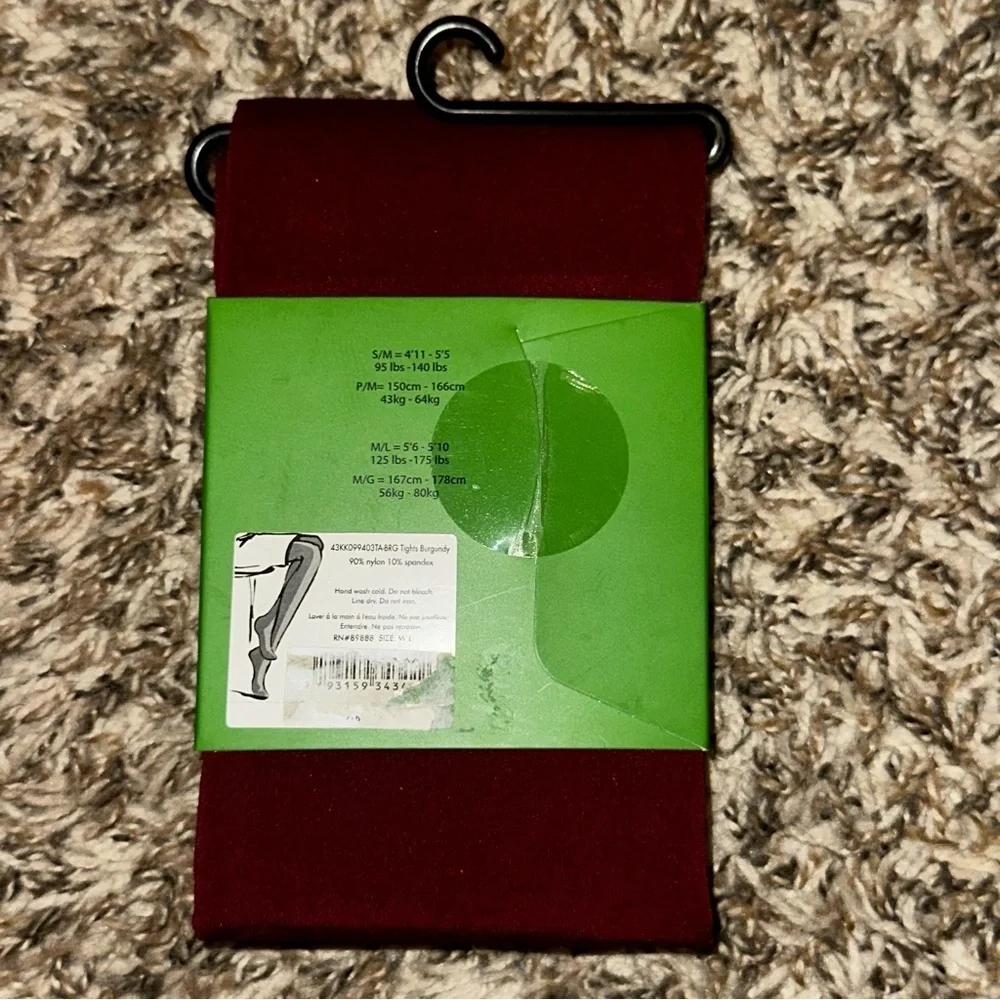 NEW Kate Spade New York Burgundy Tights Women’s Pantyhose Size M/L